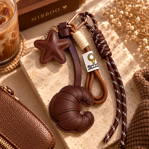 Croissant & Star Bag Charm Keychain
