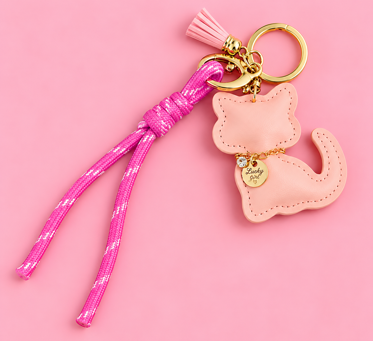 Lucky Girl Cat Keychain – Cute Bag Charm | 3 Colors